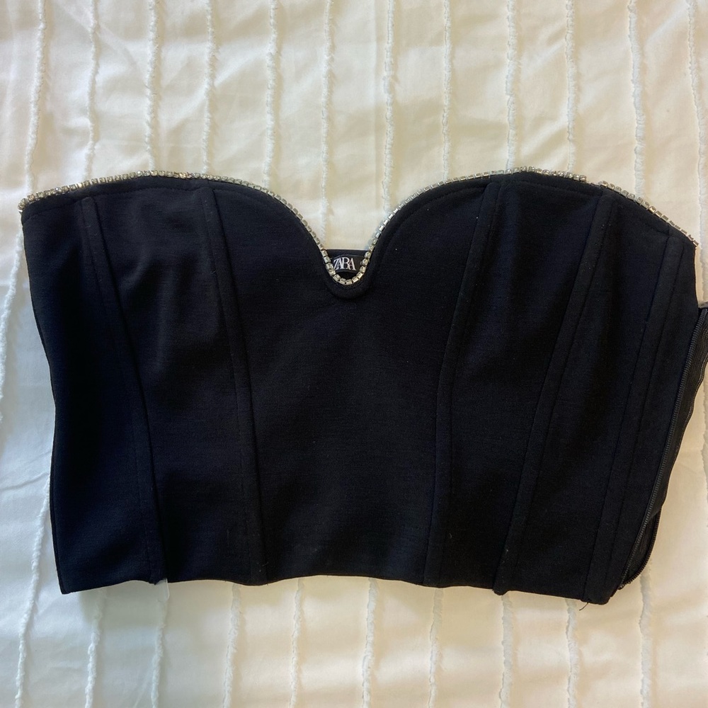 Black Zara corset top with sequin detailing